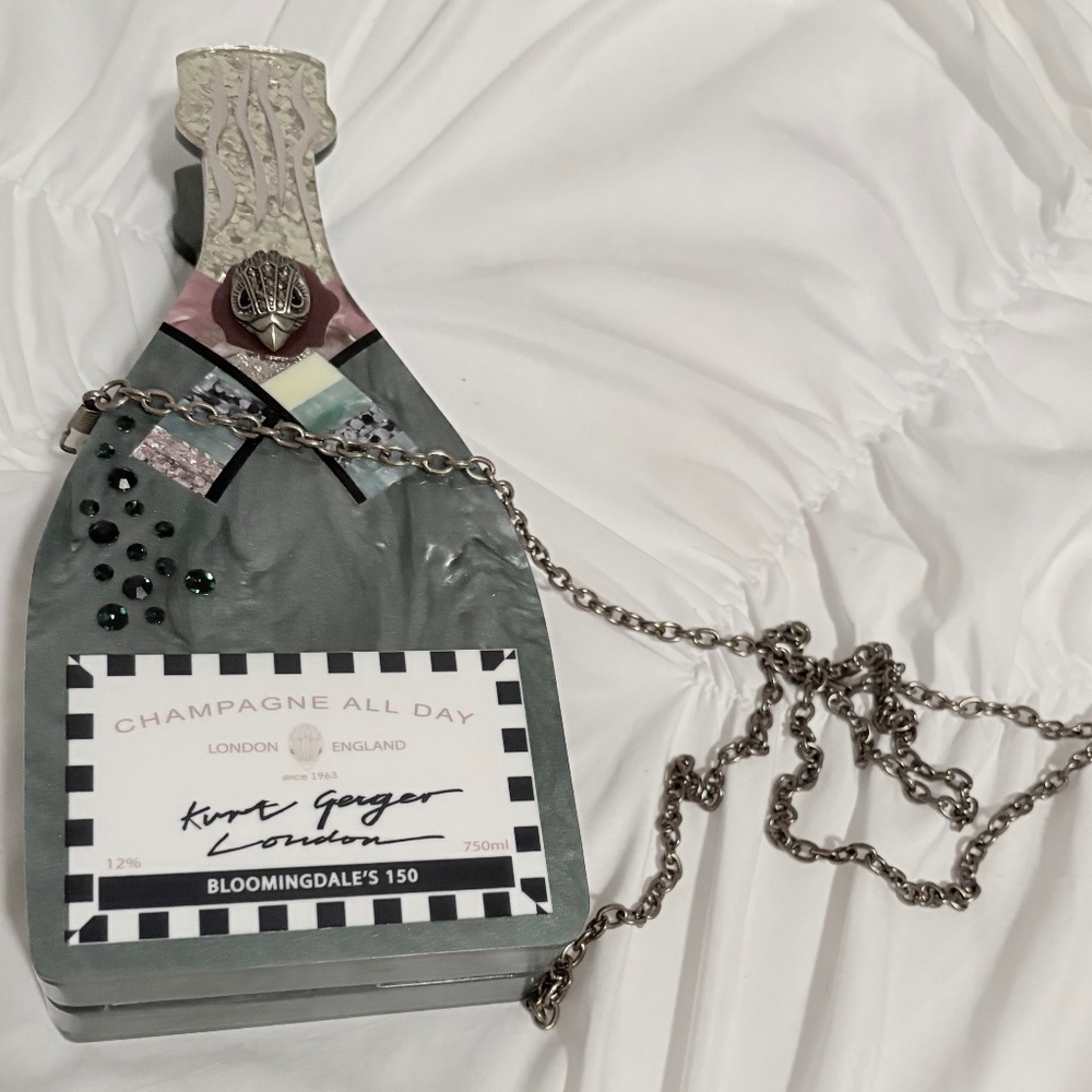 Kurt Geiger acrylic champagne bottle clutch bag